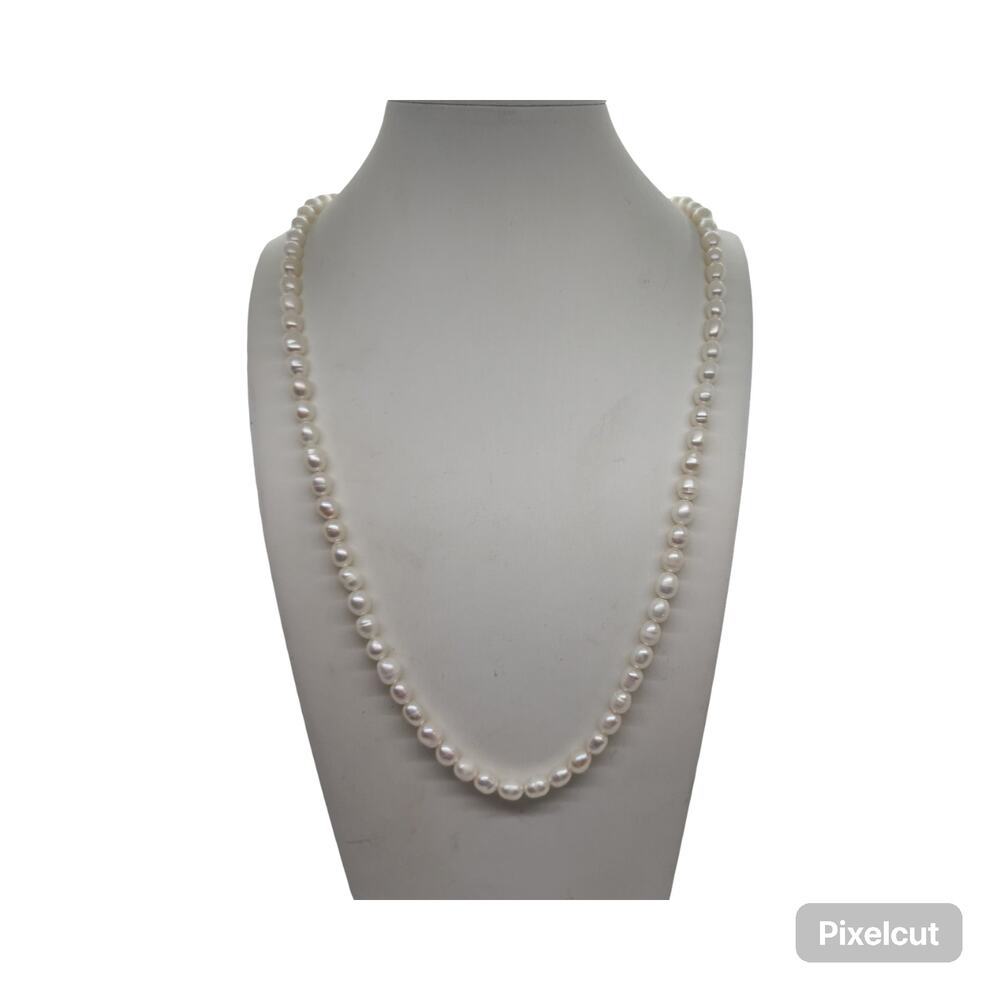 Vintage Genuine Pearl Beaded Necklace Single Strand Long Rope Layering Classic